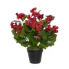 Pot de fleurs de géranium rouge artificiel, 15 x 15&Prime;