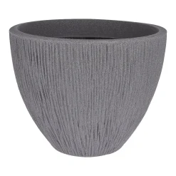 Pot en plastique nervuré gris, 12 x 12″