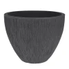 Pot en plastique nervuré noir, 12 x 12″