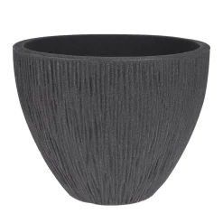 Pot en plastique nervuré noir, 12 x 12″