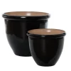 Pot noir lustré extérieur en polypropylène recyclé