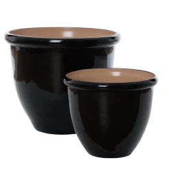 Pot noir lustré extérieur en polypropylène recyclé