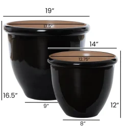 Pot noir lustré extérieur en polypropylène recyclé