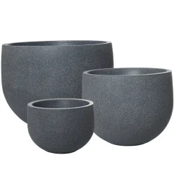 Pot rond extérieur gris en plastique