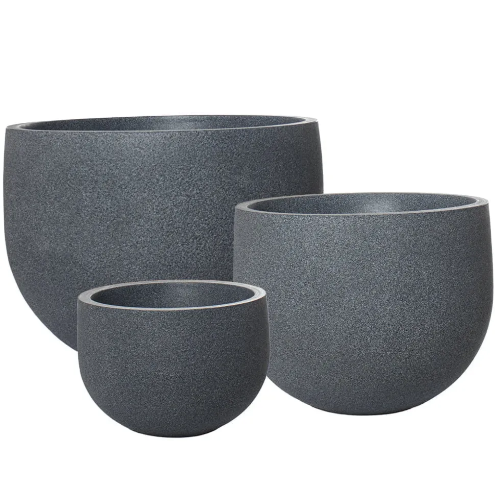 Pot rond extérieur gris en plastique