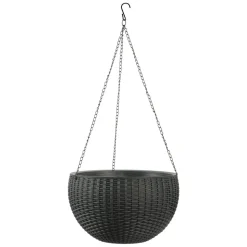 Pot suspendu en plastique noir, 6,5 x 10 x 10″