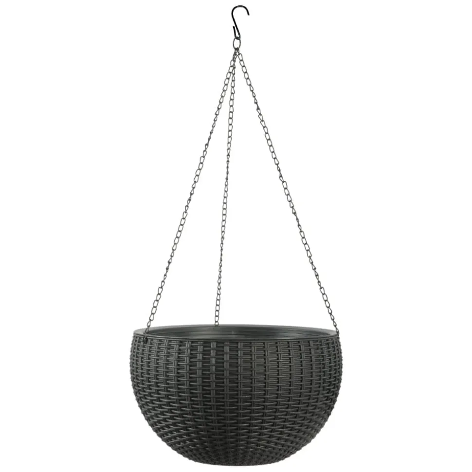 Pot suspendu en plastique noir, 6,5 x 10 x 10″