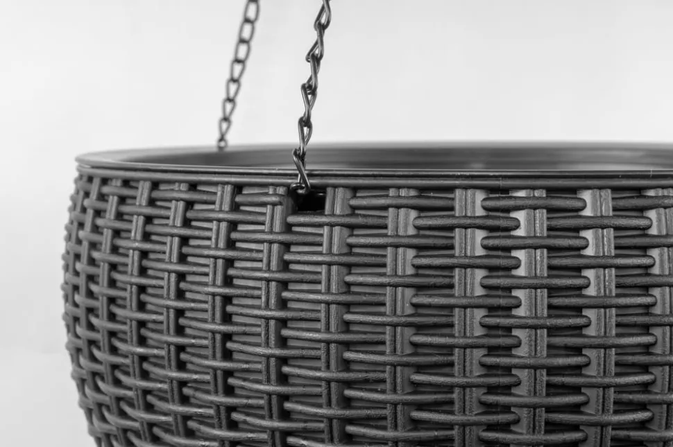 Pot suspendu en plastique noir, 6,5 x 10 x 10″