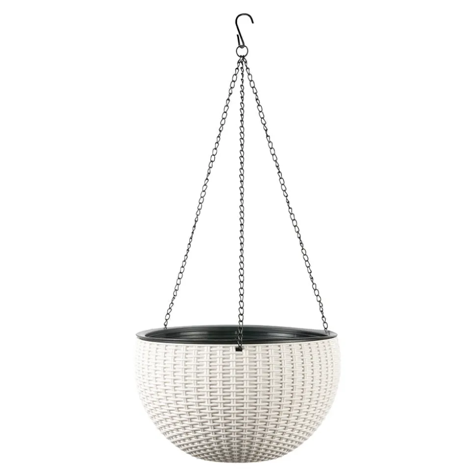 Pot suspendu en plastique blanc, 6,5 x 10 x 10″