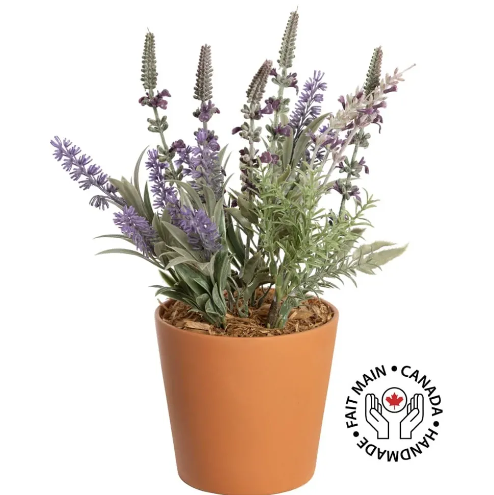 Potted artificial lavender plant
