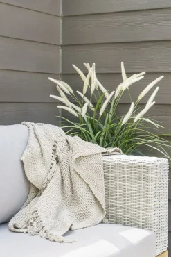 Potted outdoor artificial fountain grass, 41″