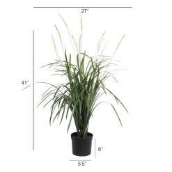 Potted outdoor artificial fountain grass, 41″
