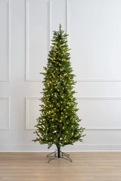 Pre-lit thin alps artificial Christmas tree, 7,5-12′