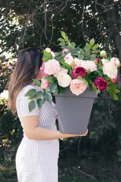 Real-touch artificial burgundy peony buds, 25″