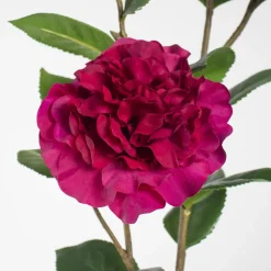Real-touch artificial burgundy camellia flowers, 36″