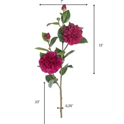 Real-touch artificial burgundy camellia flowers, 36″