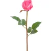 Real-touch artificial candy pink rose flower bud, 23"