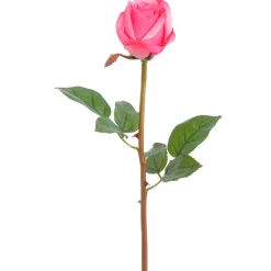 Real-touch artificial candy pink rose flower bud, 23"