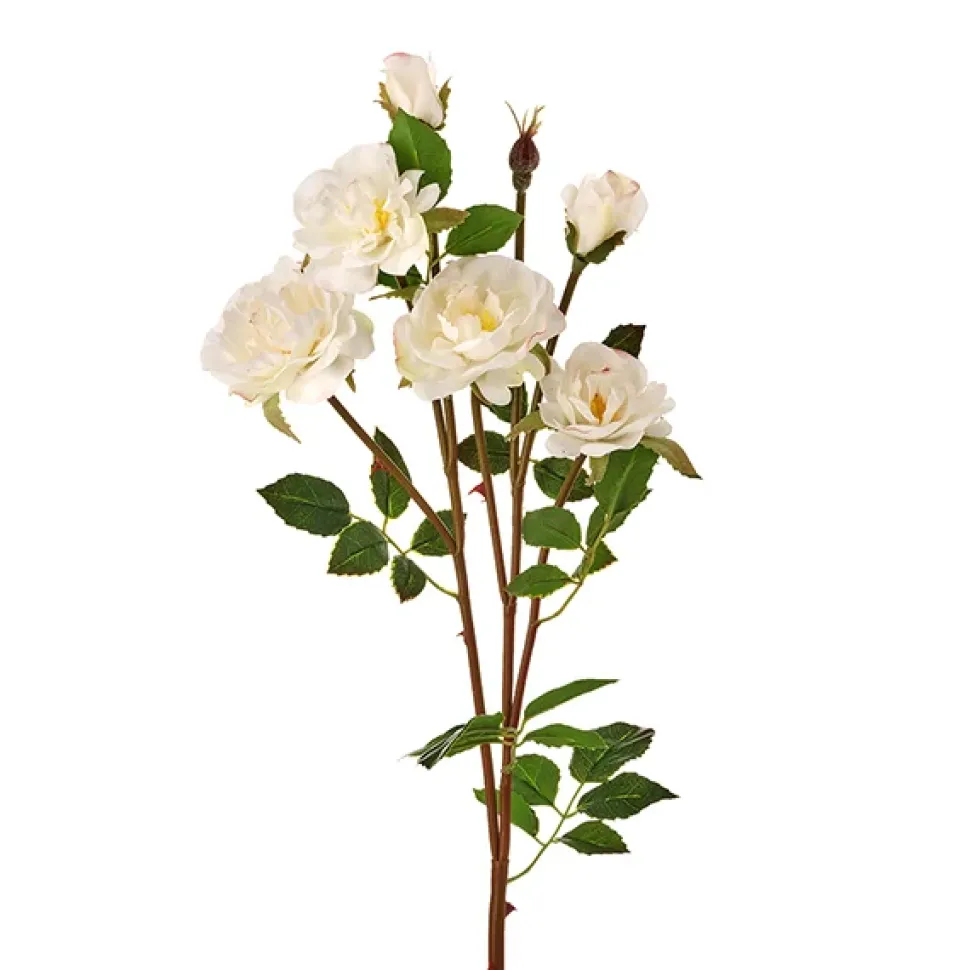 Real-touch artificial cream rose bouquet, 24″