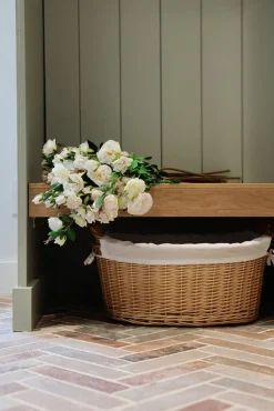 Real-touch artificial cream rose bouquet, 24″