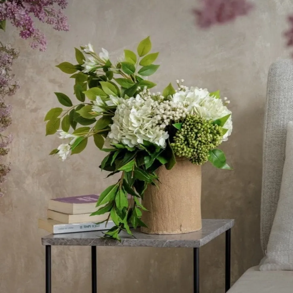 Real-touch artificial cream hydrangea flower, 18,5"