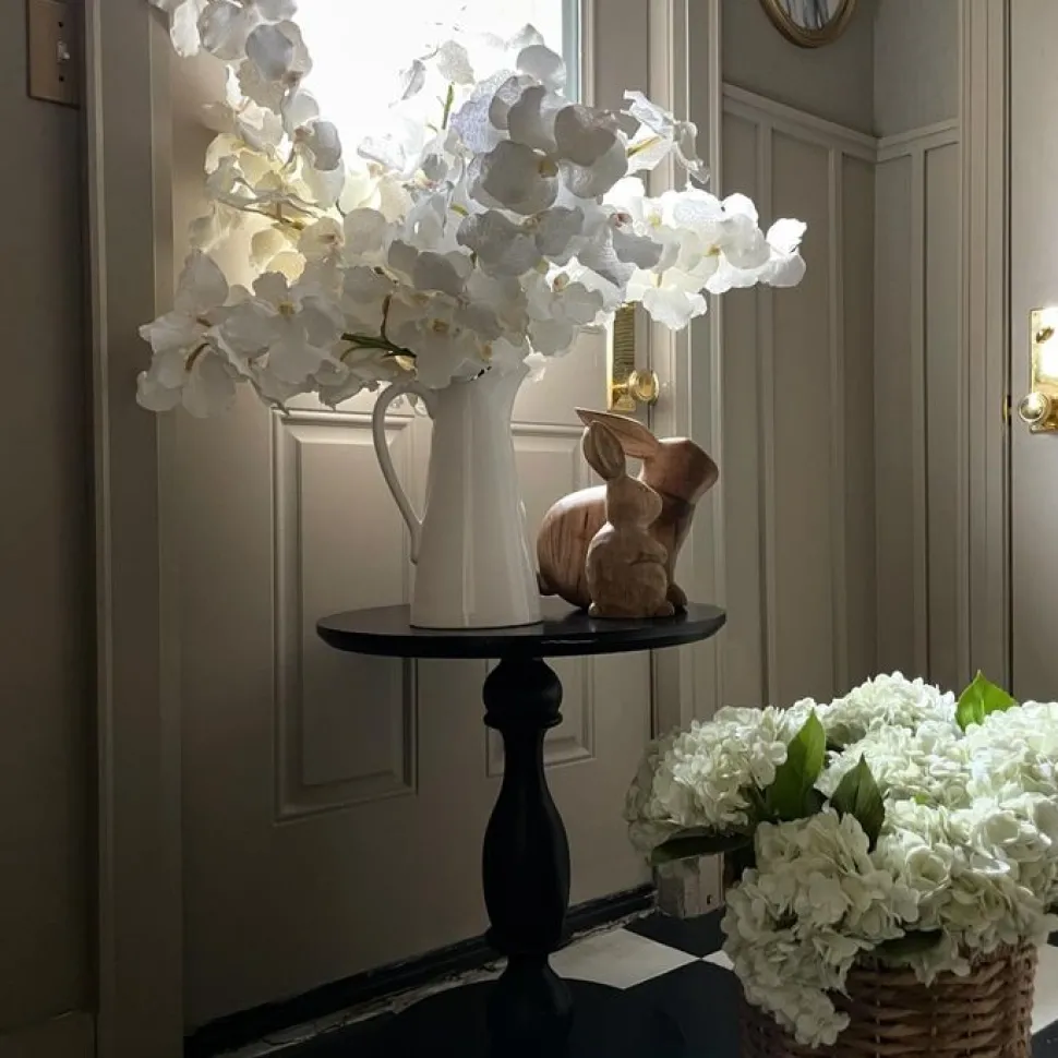 Real-touch artificial cream hydrangea flower, 18,5"