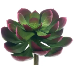 Real-touch artificial green and burgundy echeveria, 5"