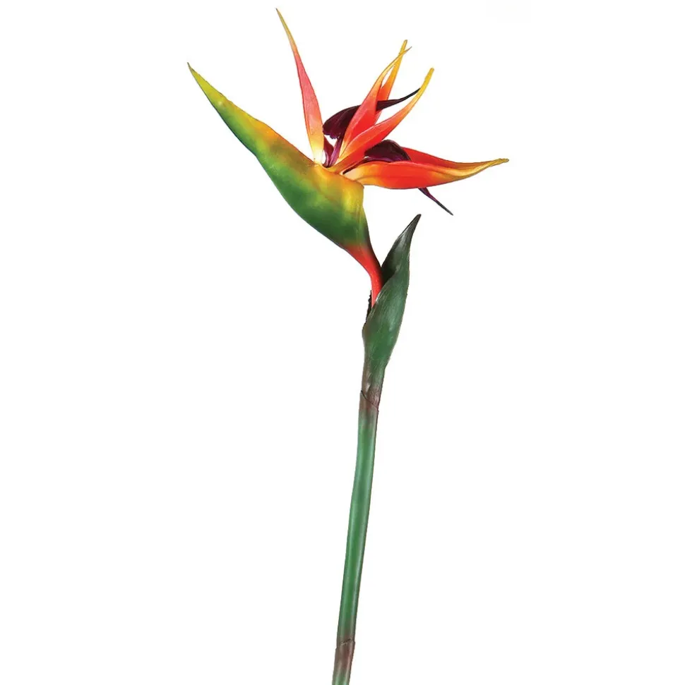 Real-touch artificial orange strelitzia flower, 31"