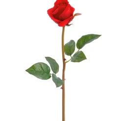 Real-touch artificial red rose flower bud, 23"