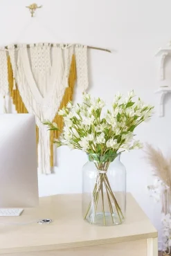 Real-touch artificial white bellflower, 25″