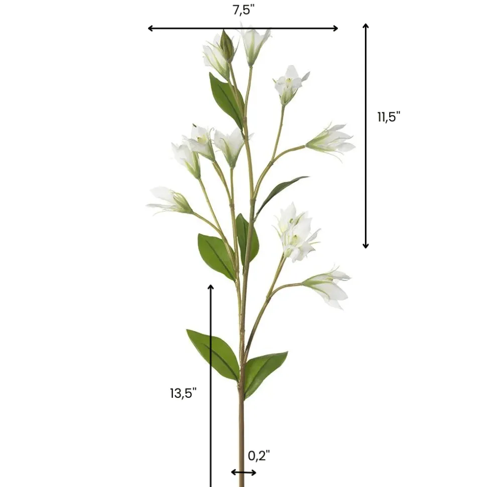 Real-touch artificial white bellflower, 25″