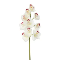 Real-touch artificial white cymbidium orchid, 23″