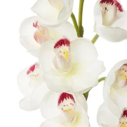 Real-touch artificial white cymbidium orchid, 23″