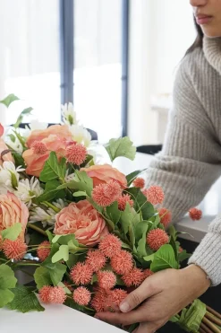 Real-touch atificial coral rose, 22″