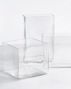Rectangular horizontal glass vase, 8 x 12