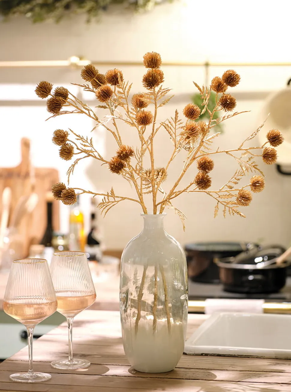 Recycled clear and off-white glass vase