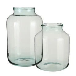 Recycled glass vase with narrow opening