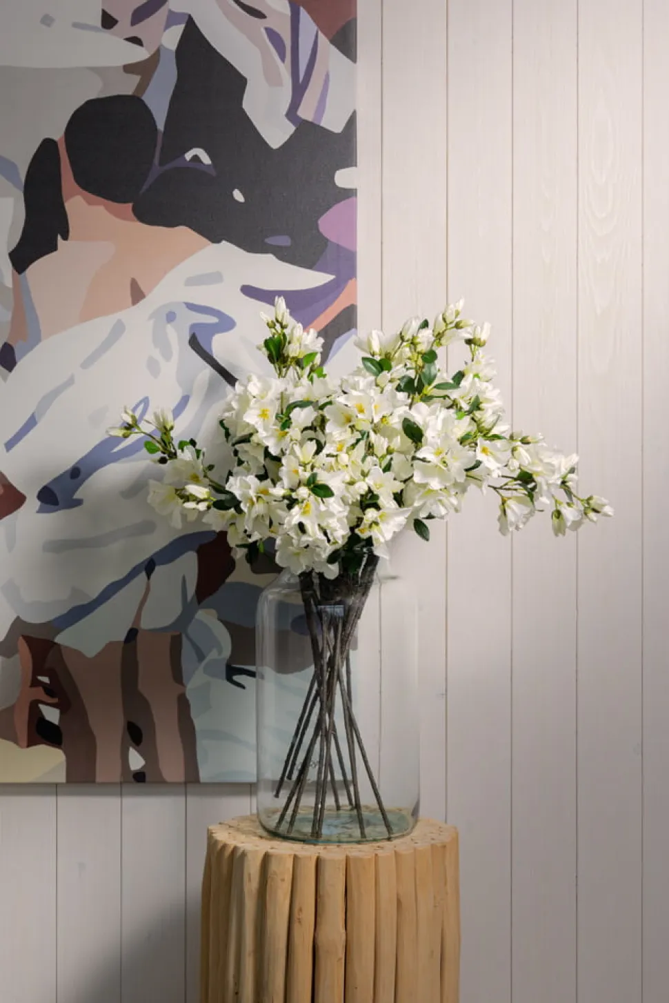 Recycled glass vase with narrow opening