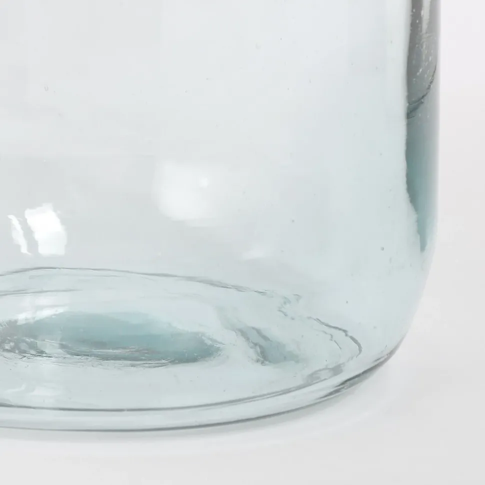 Recycled glass vase with narrow opening