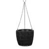 Recycled plastic black hanging planter, 8,5 x 10"