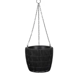 Recycled plastic black hanging planter, 8,5 x 10"