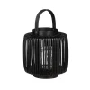 Recycled polyester black candleholder lantern, 9 x 8"