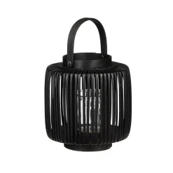 Recycled polyester black candleholder lantern, 9 x 8"
