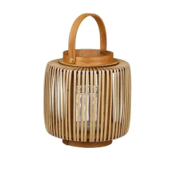 Recycled polyester brown candleholder lantern, 9 x 8"