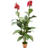 Red canna artificial outdoor plant, 60"