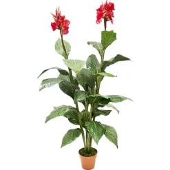 Red canna artificial outdoor plant, 60"