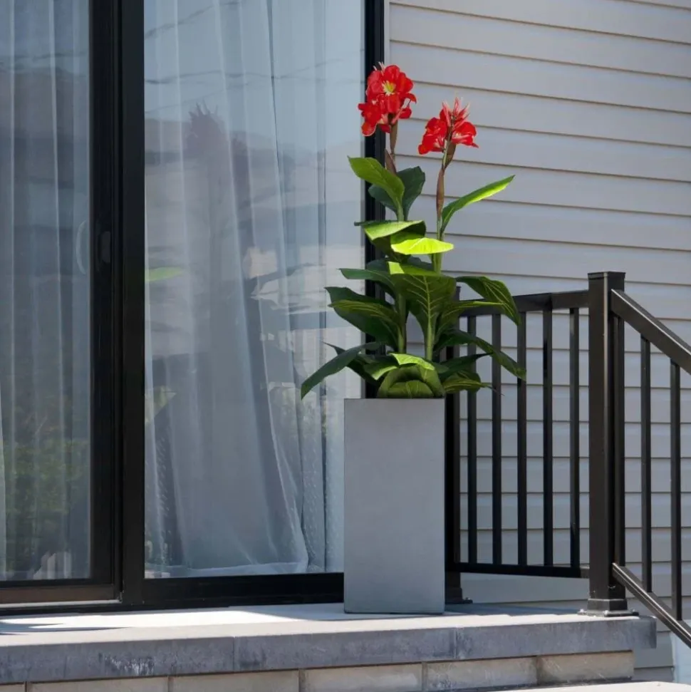 Red canna artificial outdoor plant, 60"