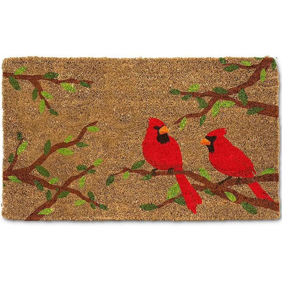 Red cardinals printed doormat, 18 x 30"