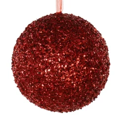Red glitter Christmas ornament, 8″