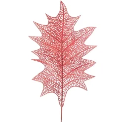 Red metallic holly leaf pick 22″